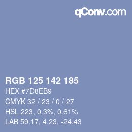 Color code: RGB 125 142 185 | qconv.com