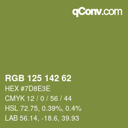 カラーコード: RGB 125 142 62 | qconv.com