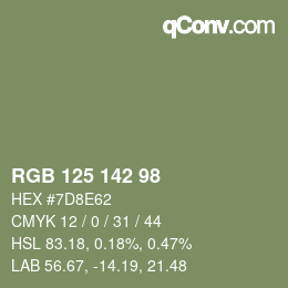 Farbcode: RGB 125 142 98 | qconv.com