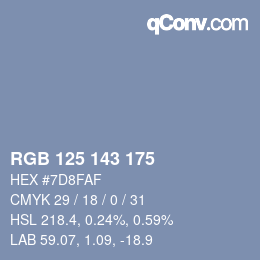 カラーコード: RGB 125 143 175 | qconv.com