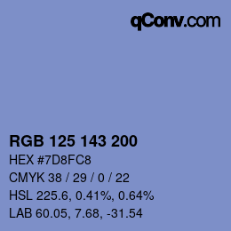Color code: RGB 125 143 200 | qconv.com