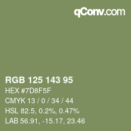 Farbcode: RGB 125 143 95 | qconv.com