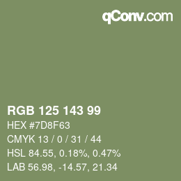 Farbcode: RGB 125 143 99 | qconv.com
