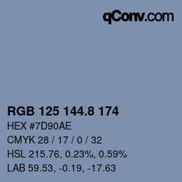 カラーコード: RGB 125 144.8 174 | qconv.com