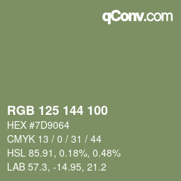 颜色代码: RGB 125 144 100 | qconv.com