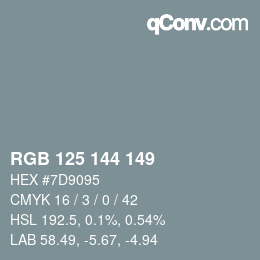 Farbcode: RGB 125 144 149 | qconv.com
