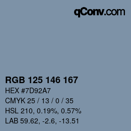 Color code: RGB 125 146 167 | qconv.com