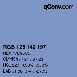 Farbcode: RGB 125 149 197 | qconv.com