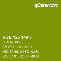 Color code: RGB 125 149 3 | qconv.com