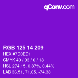 Color code: RGB 125 14 209 | qconv.com