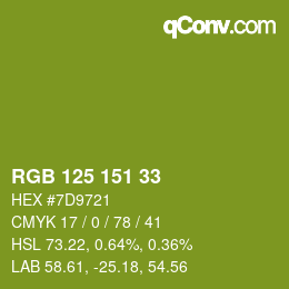 Color code: RGB 125 151 33 | qconv.com