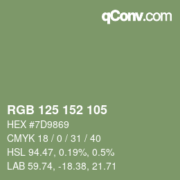 カラーコード: RGB 125 152 105 | qconv.com