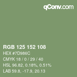Código de color: RGB 125 152 108 | qconv.com