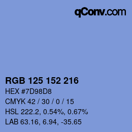 カラーコード: RGB 125 152 216 | qconv.com