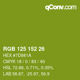 Color code: RGB 125 152 26 | qconv.com