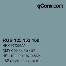 Color code: RGB 125 153 160 | qconv.com