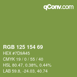 カラーコード: RGB 125 154 69 | qconv.com