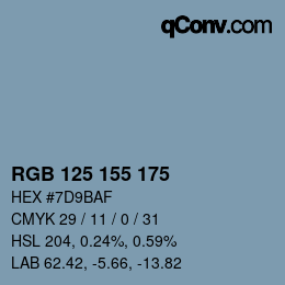Color code: RGB 125 155 175 | qconv.com