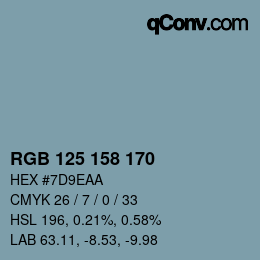 カラーコード: RGB 125 158 170 | qconv.com