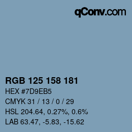 Código de color: RGB 125 158 181 | qconv.com