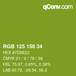 Color code: RGB 125 158 34 | qconv.com