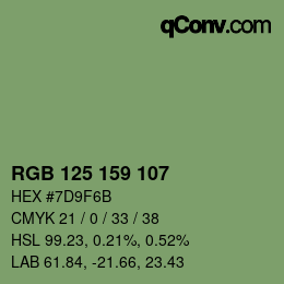 Code couleur: RGB 125 159 107 | qconv.com