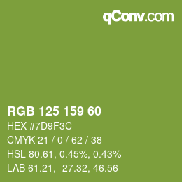 カラーコード: RGB 125 159 60 | qconv.com