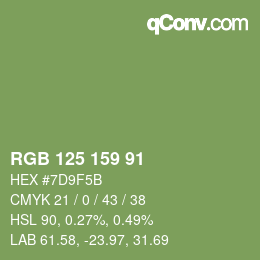 Farbcode: RGB 125 159 91 | qconv.com