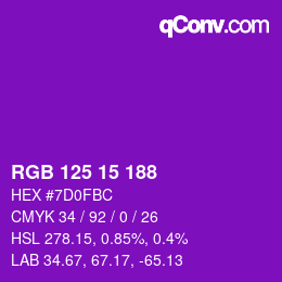Color code: RGB 125 15 188 | qconv.com