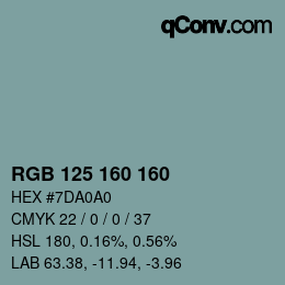 Color code: RGB 125 160 160 | qconv.com