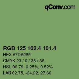 カラーコード: RGB 125 162.4 101.4 | qconv.com