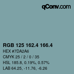 カラーコード: RGB 125 162.4 166.4 | qconv.com