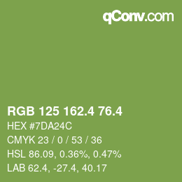 カラーコード: RGB 125 162.4 76.4 | qconv.com