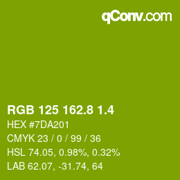 カラーコード: RGB 125 162.8 1.4 | qconv.com