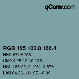カラーコード: RGB 125 162.8 166.4 | qconv.com