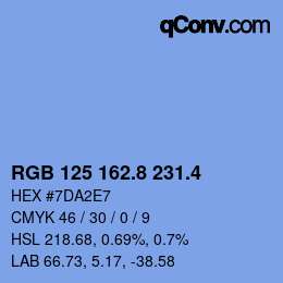 カラーコード: RGB 125 162.8 231.4 | qconv.com