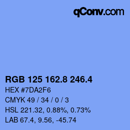 カラーコード: RGB 125 162.8 246.4 | qconv.com