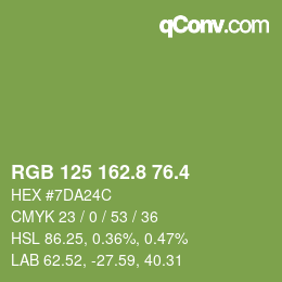 カラーコード: RGB 125 162.8 76.4 | qconv.com