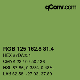 カラーコード: RGB 125 162.8 81.4 | qconv.com