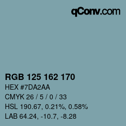 Color code: RGB 125 162 170 | qconv.com