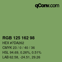 颜色代码: RGB 125 162 98 | qconv.com