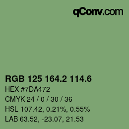 カラーコード: RGB 125 164.2 114.6 | qconv.com