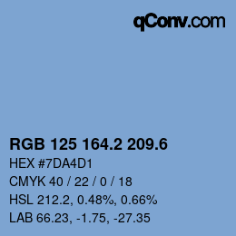 カラーコード: RGB 125 164.2 209.6 | qconv.com