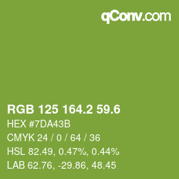 カラーコード: RGB 125 164.2 59.6 | qconv.com