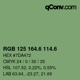 カラーコード: RGB 125 164.6 114.6 | qconv.com