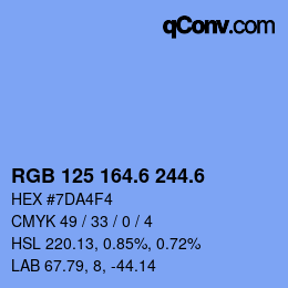 カラーコード: RGB 125 164.6 244.6 | qconv.com