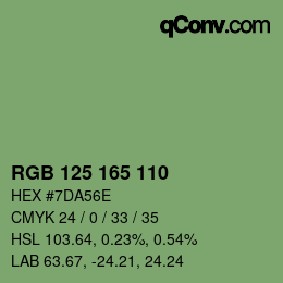 颜色代码: RGB 125 165 110 | qconv.com