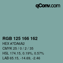 Color code: RGB 125 166 162 | qconv.com