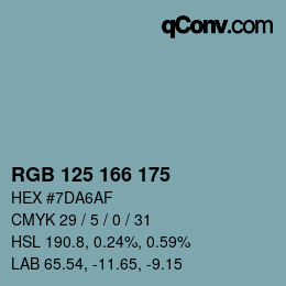 Color code: RGB 125 166 175 | qconv.com