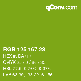 Color code: RGB 125 167 23 | qconv.com